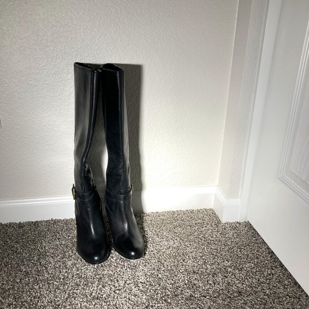 Ralph Lauren Bethan Black Leather Boots